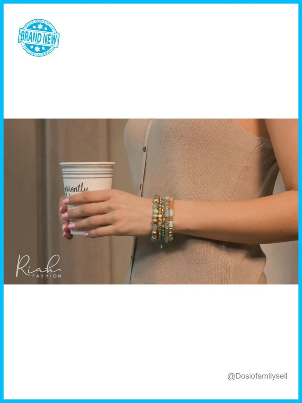 Multi Layer Beaded Stretch Bracelets Stackable Strand with Tassel Charm